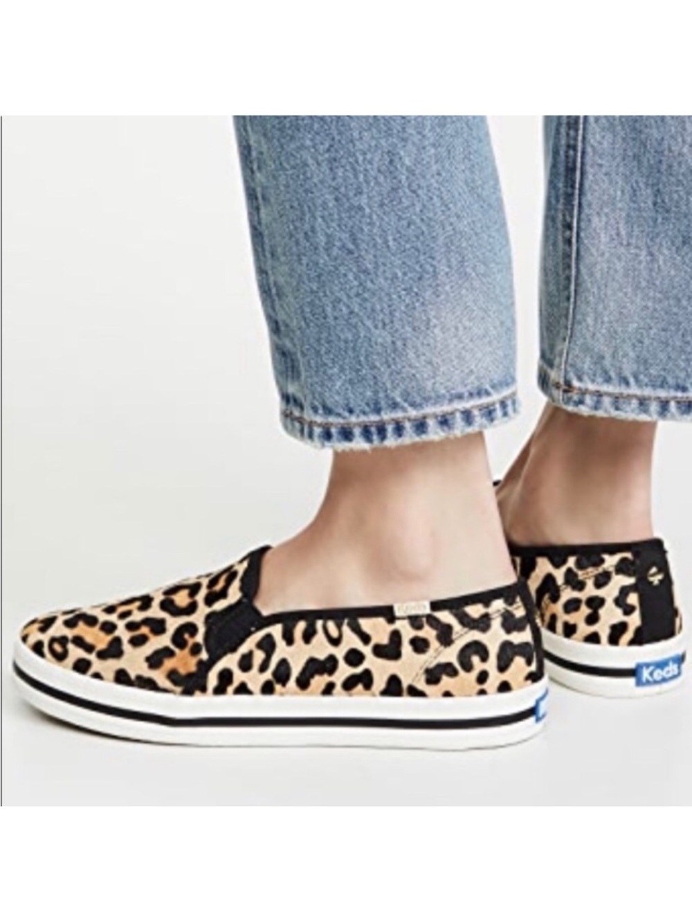 KEDS x Kate Spade Double Decker Leopard Calf Hair on Slip on Sneakers Size 9